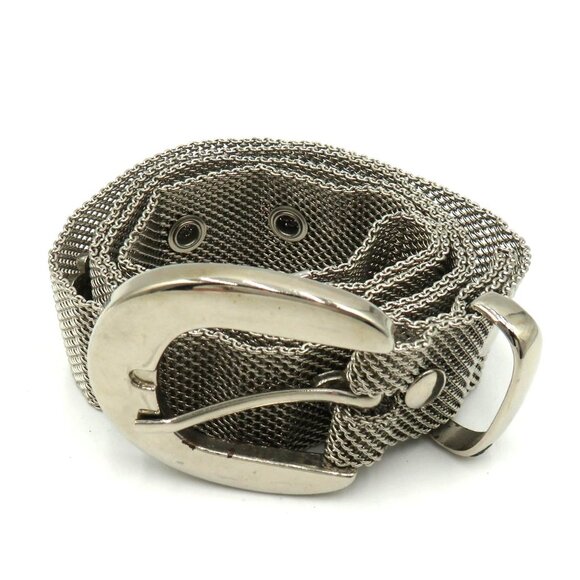 Unbranded Accessories - Silver Tone Mesh Belt Womens Size 33 Butterfly Medallions Metallic Buckle